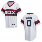 White Sox #0 Luisangel Acuna White Throwback Stitched Jersey