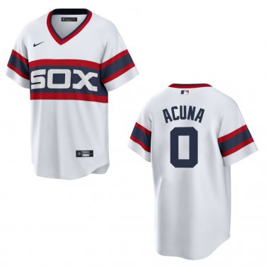 White Sox #0 Luisangel Acuna White Throwback Stitched Jersey