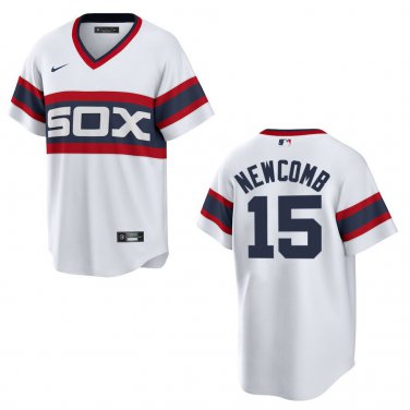 White Sox #15 Sean Newcomb White Throwback Stitched Jersey
