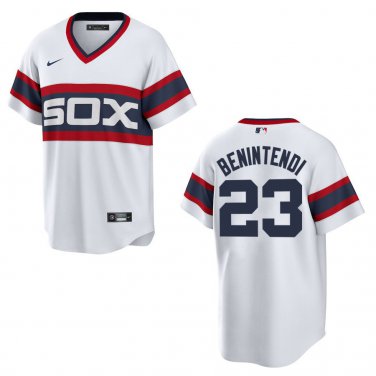 White Sox #23 Andrew Benintendi White Throwback Stitched Jersey