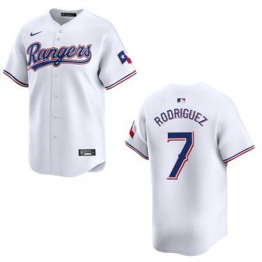 Rangers #7 Ivan Rodriguez White Stitched Jersey
