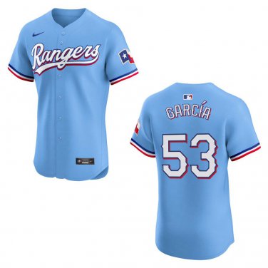 Rangers #53 Adolis Garcia Light Blue Stitched Jersey