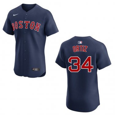 Red Sox #34 David Ortiz Navy Stitched Jersey