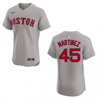 Red Sox #45 Pedro Martinez Gray Stitched Jersey