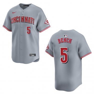 Reds #5 Johnny Bench Gray Stitched Jersey