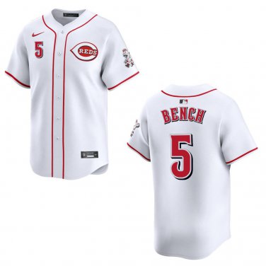 Reds #5 Johnny Bench White Stitched Jersey