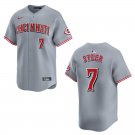Reds #7 Spencer Steer Gray Stitched Jersey