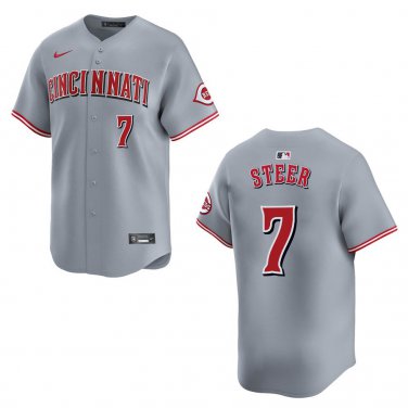Reds #7 Spencer Steer Gray Stitched Jersey