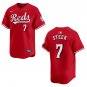 Reds #7 Spencer Steer Red Stitched Jersey
