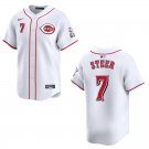 Reds #7 Spencer Steer White Stitched Jersey
