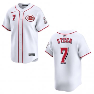 Reds #7 Spencer Steer White Stitched Jersey