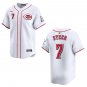 Reds #7 Spencer Steer White Stitched Jersey