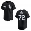 White Sox #72 Carlton Fisk Black Stitched Jersey