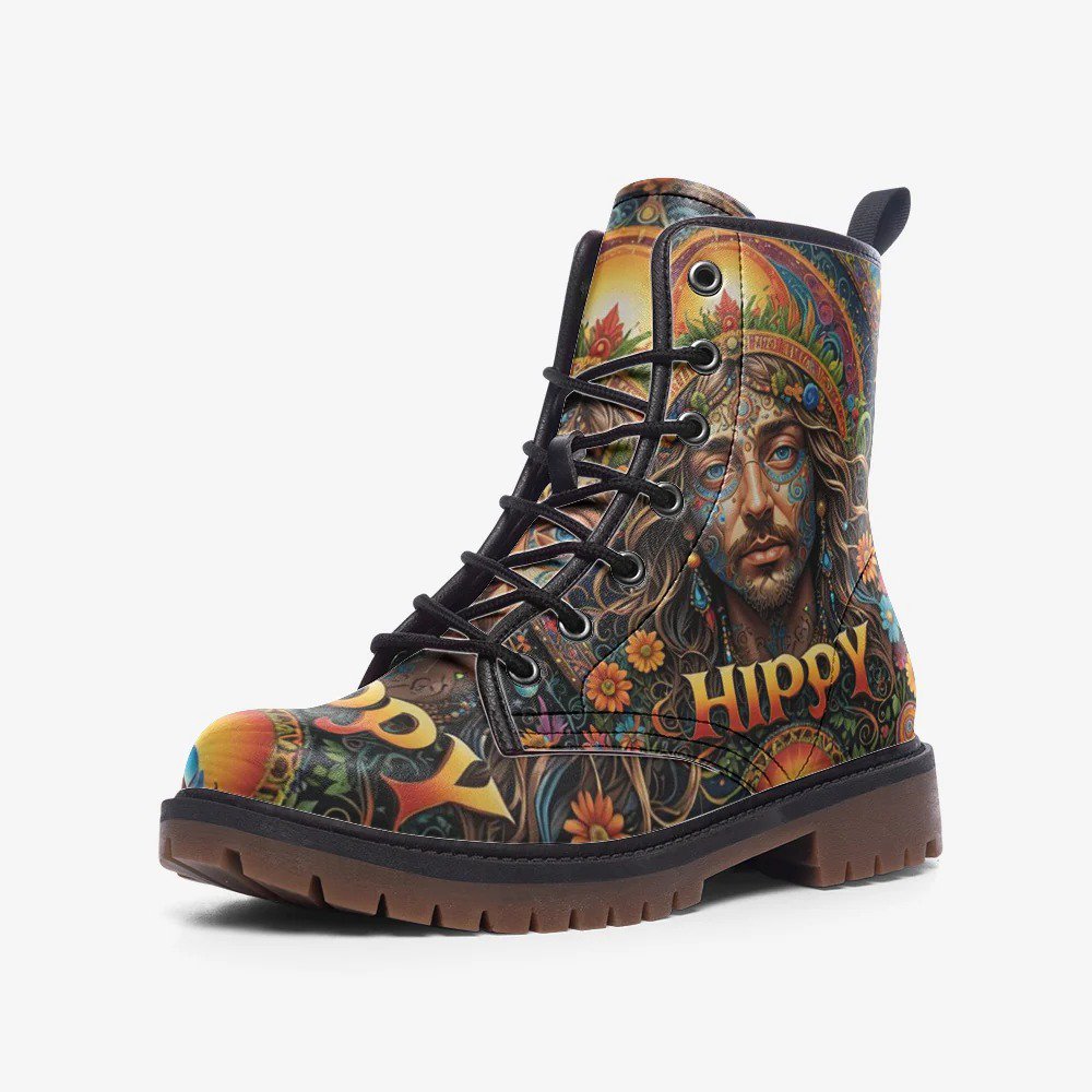 Hippie Guy on Leather Lightweight Boots for Hippies