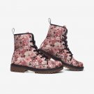 Pink Pastel Cherry Blossom Vegan Leather Festival Boots Combat Boots For Hippies