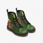 Green Mushroom Boots, Green Vegan Leather Lace Up Boots For Hippies