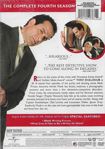 DVD - Monk_ The Complete Fourth Season (2005-2006) _Tony Shalhoub _ 16 Episodes__2