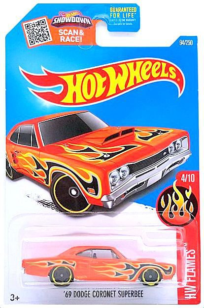Hot Wheels - '69 Dodge Coronet Superbee_ '16 HW Flames #4_10 - #94_250 _Orange__1