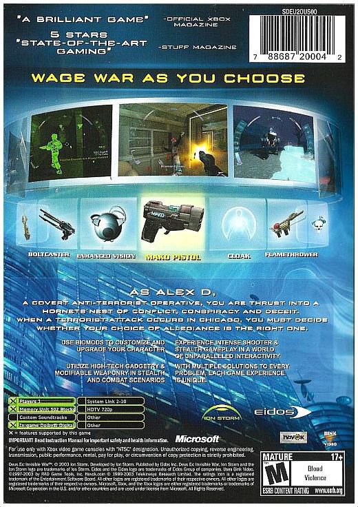 XBOX - Deus Ex_ Invisible War (2003) _Complete w_Case & Instruction Booklet__2