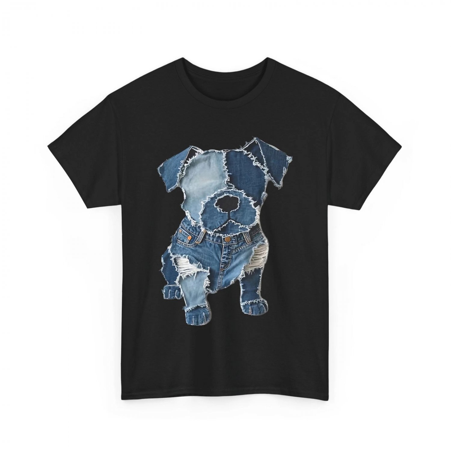 Dog Pattern Denim Patchwork Art Dogs Lovers Funny Shirt