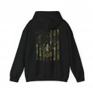 Hunting Hoodie, Deer Hunting American Flag Hunting Season Camo Hoodie (on back)