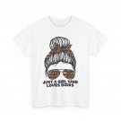 Just a Girl Who Loves Books T-Shirt, Library Messy Bun Girls Women Cute Shirt