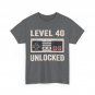 Level 40 Unlocked Video Gamer 40th Birthday Gift T-Shirt