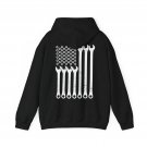 Mechanic USA Flag Hoodie, Wrench Mechanical Engineer Men Dad Hoodie (on back)