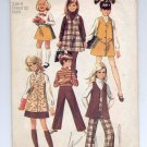 SIMPLICITY PATTERN # 8377 CHILD GIRLS JUMPER VEST SKIRT & PANTS SIZES 6 CUT 1969 VINTAGE OOP