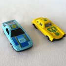 2 Diecast Toy Cars #8 Yellow and Blue Vintage 1990s
