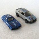 2 Diecast Toy Cars #16 Gray and #18 Blue Vintage 1990s