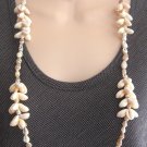 2 Long Hand Crafted Natural Shell Beaded Necklaces Vintage Handmade 1970s 2 Long Hand Crafted Natural Shell Beaded Necklaces Vintage Handmade 1970s