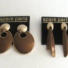 2 Pair Fancy Large Brown Bronze Mirrored & Gold Pierced Earrings Vintage Jewelry 1980s 2 Pair Fancy Large Brown Bronze Mirrored & Gold Pierced Earrings Vintage Jewelry 1980s