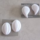 2 Pair Funky White Pierced Earrings Fun Shapes Vintage Jewelry 1970s