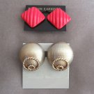 2 Pair Pink & Gold Domed Button Clip On Earrings Designer Hobe Vintage Jewelry 2 Pair Pink & Gold Domed Button Clip On Earrings Designer Hobe Vintage Jewelry