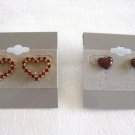 2 Pair Red Stone Heart Pierced Earrings Vintage Jewelry 1980s 2 Pair Red Stone Heart Pierced Earrings Vintage Jewelry 1980s