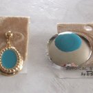 2 Pair Turquoise Color Pierced Earrings Designer Pakula Vintage Jewelry 1980s