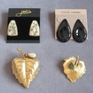 2 Perfume Locket Jade Brooch Pins & 2 Pair Pierced Earrings 4 Pieces Designer Avon Sears Vintage
