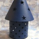 2 Piece Large Blue Metal Candle Holder Lamp Stars By EMK Enterprises Made in USA 2 Piece Large Blue Metal Candle Holder Lamp Stars By EMK Enterprises Made in USA