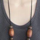 2 Wooden & Turquoise Ceramic Beaded Necklaces Hand Crafted Leather Vintage 1970s 2 Wooden & Turquoise Ceramic Beaded Necklaces Hand Crafted Leather Vintage 1970s