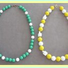2 Yellow & Green Beaded Necklaces 1970s Vintage Jewelry 2 Yellow & Green Beaded Necklaces 1970s Vintage Jewelry