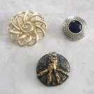 3 Brooches Pins Designer AJC Peace Blue Cabochon Vintage Jewelry 1980s 3 Brooches Pins Designer AJC Peace Blue Cabochon Vintage Jewelry 1980s