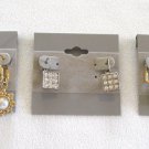 3 Pair Crystal Stone Pearls Puffed Hearts Lever Back Pierced Earrings 3 Pair Crystal Stone Pearls Puffed Hearts Lever Back Pierced Earrings