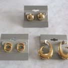 3 Pair Gold Hoop Pierced Earrings Vintage 1980s Jewelry