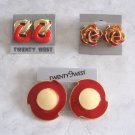 3 Pair Red & Gold Pierced Earrings Designer Quality Twenty West Vintage Jewelry 1980s Chunky Large 3 Pair Red & Gold Pierced Earrings Designer Quality Twenty West Vintage Jewelry 1980s Chunky Large