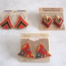 3 Pair Red Enamel Pierced Earrings Retro Sears Vintage Jewelry 1970s 3 Pair Red Enamel Pierced Earrings Retro Sears Vintage Jewelry 1970s