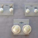 3 Pair Vintage Clip On Earrings Pearls & Round White Dangle Beads Retro 1950s 3 Pair Vintage Clip On Earrings Pearls & Round White Dangle Beads Retro 1950s