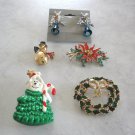 4 Brooches Pins & Clip On Bell Earrings Holiday Christmas Jewelry Designer Rodox Vintage 1960s 1980s 4 Brooches Pins & Clip On Bell Earrings Holiday Christmas Jewelry Designer Rodox Vintage 1960s 1980s