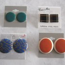 4 Pair Colorful Button Pierced Earrings Retro Vintage Jewelry 1970s 4 Pair Colorful Button Pierced Earrings Retro Vintage Jewelry 1970s