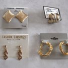 4 Pair Gold Braided Hoop $ Money Symbols Pierced Earrings Vintage Jewelry 1980s 4 Pair Gold Braided Hoop $ Money Symbols Pierced Earrings Vintage Jewelry 1980s